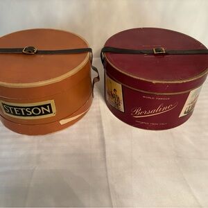 Set of 2 Vintage Beaver Felt hats - 1 top hat & 1 boler style hat.